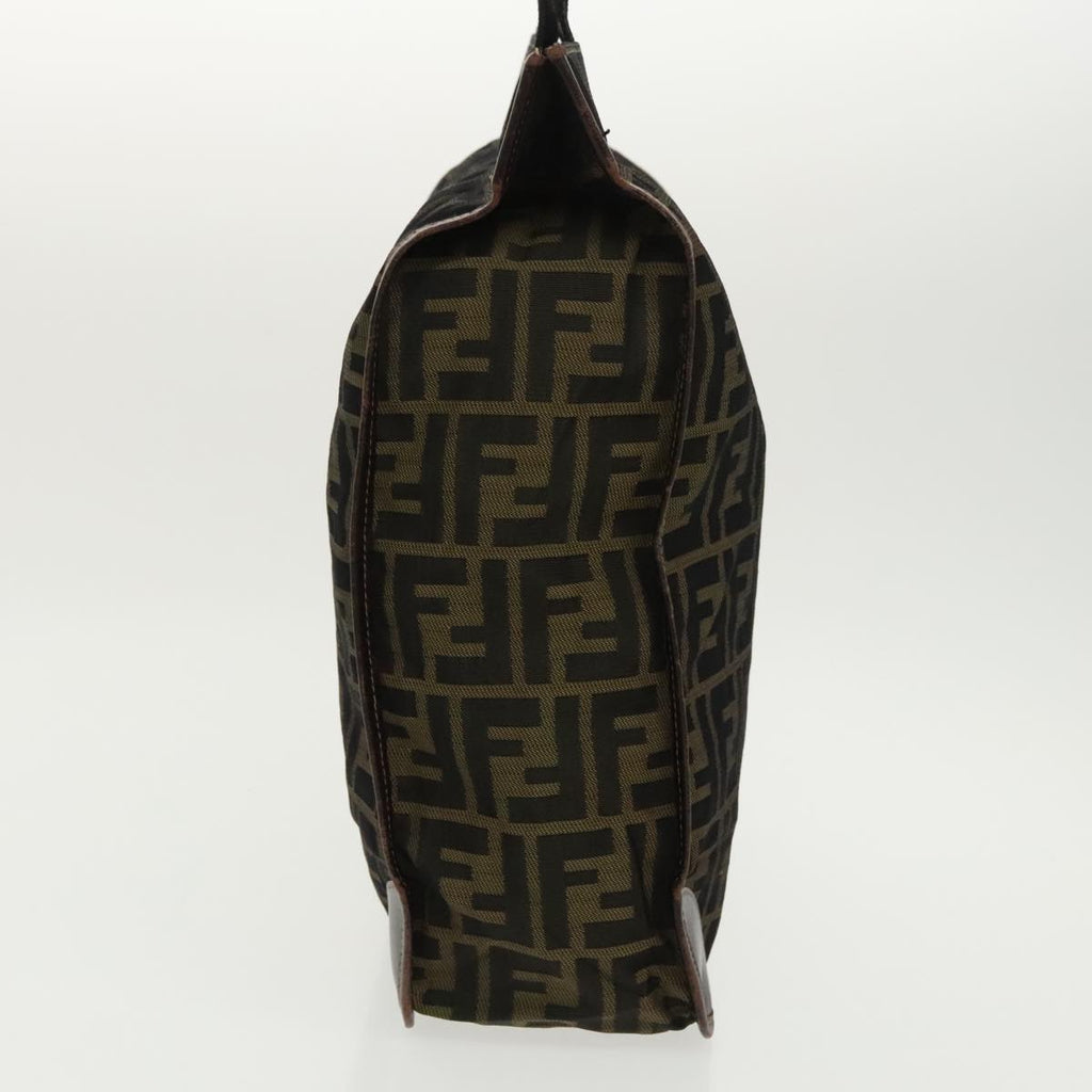 FENDI Zucca Canvas Hand Bag Brown Black Goldar12836