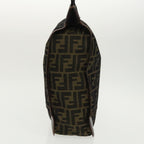 FENDI Zucca Canvas Hand Bag Brown Black Goldar12836