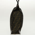 FENDI Zucca Canvas Hand Bag Brown Black Goldar12836