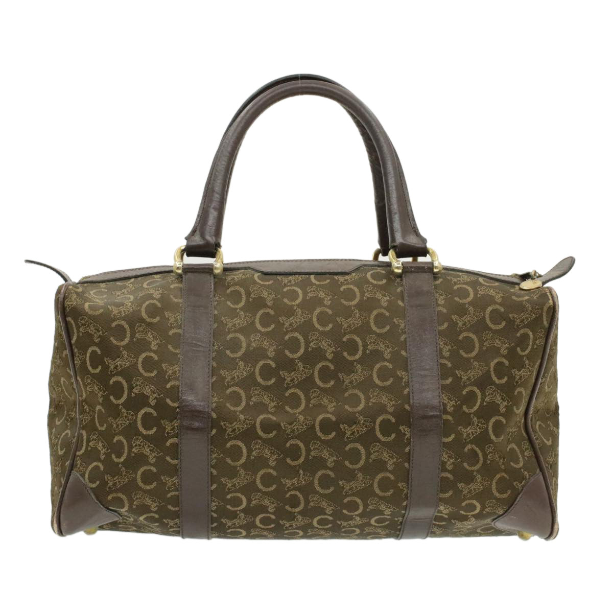 CELINE C Macadam Horse Carriage Canvas Hand Bag Brown  ar2957
