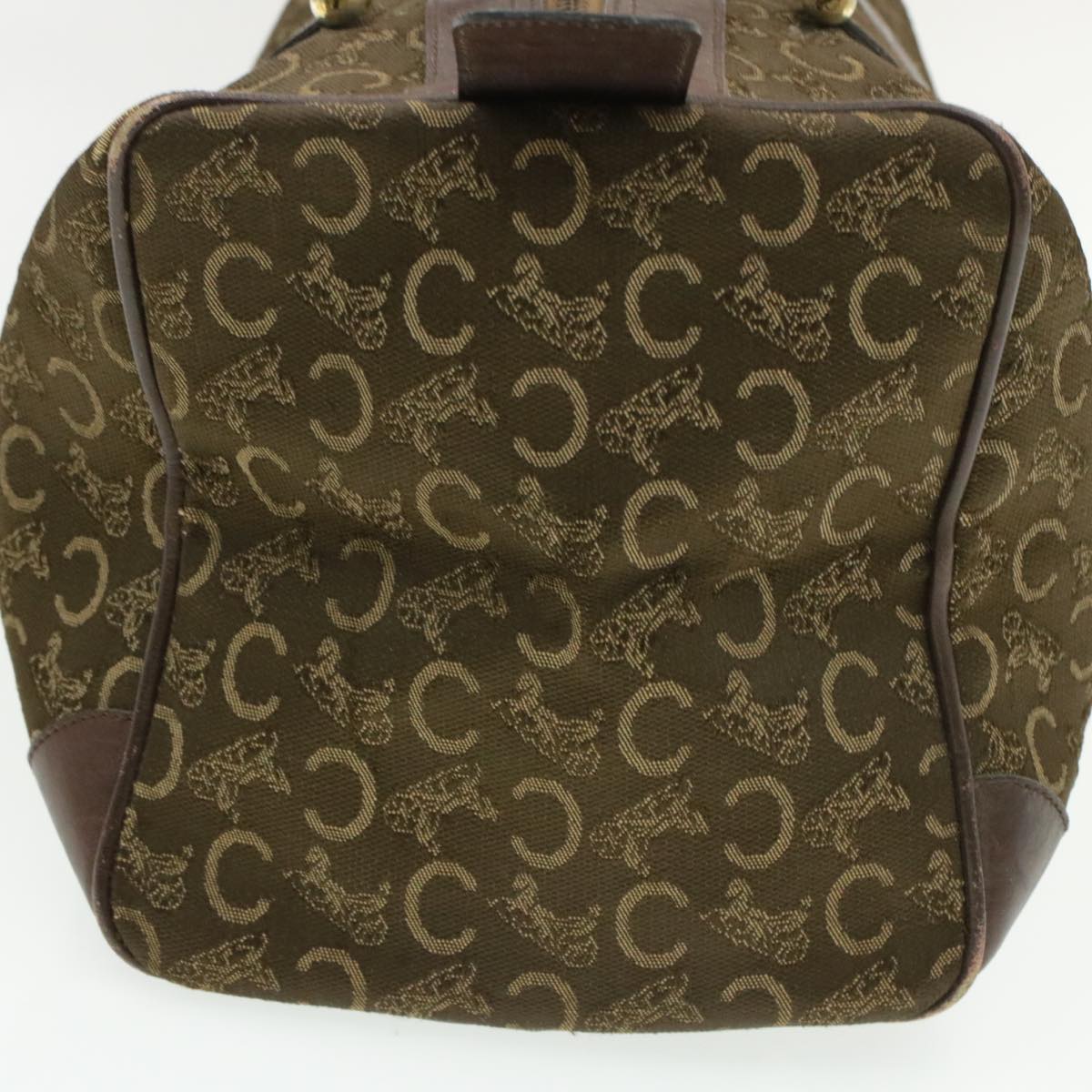 CELINE C Macadam Horse Carriage Canvas Hand Bag Brown  ar2957