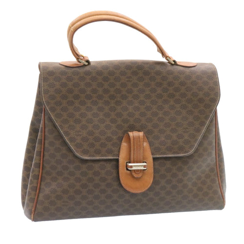CELINE Macadam Canvas Hand Bag PVC Leather Brown  ar5452
