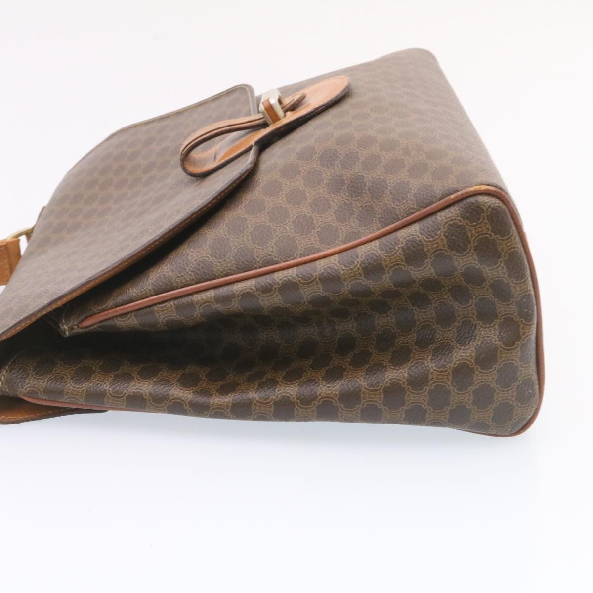 CELINE Macadam Canvas Hand Bag PVC Leather Brown  ar5452