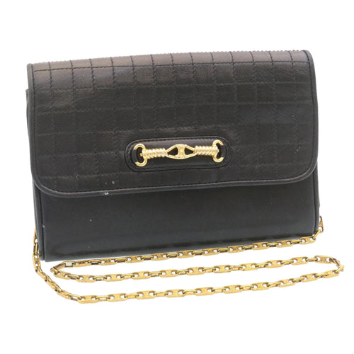 CELINE Chain Shoulder Bag Leather Black  ar6324