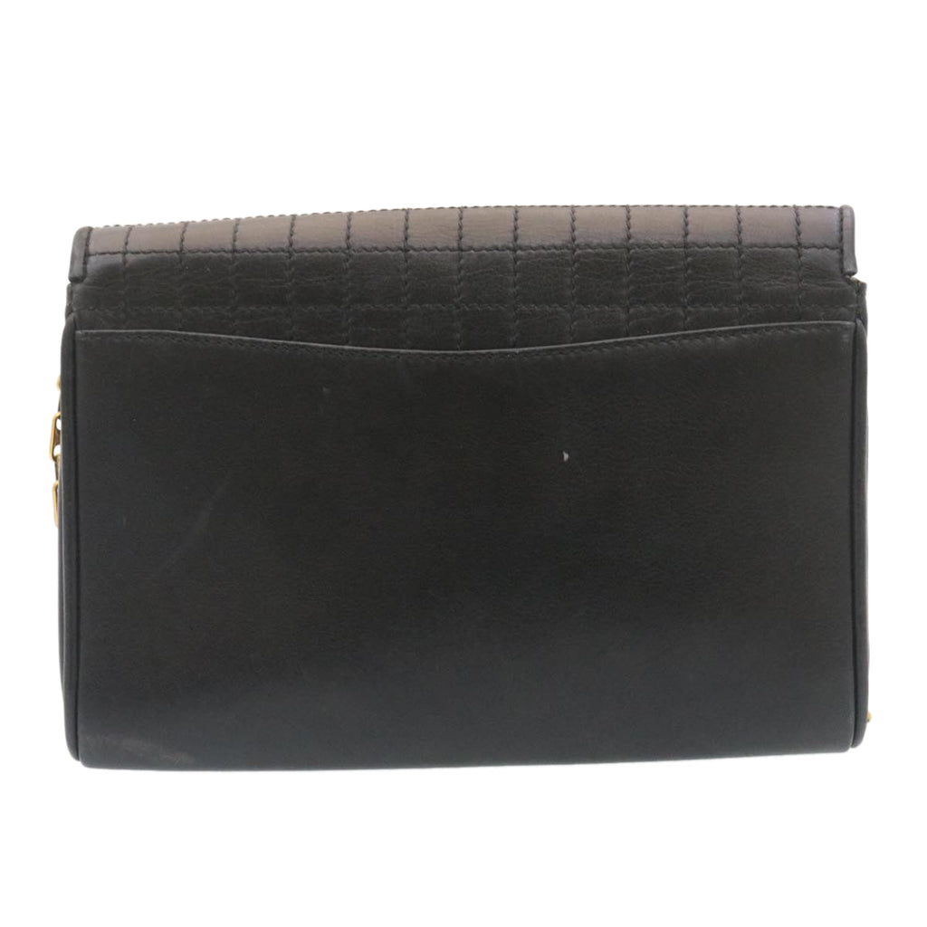 CELINE Chain Shoulder Bag Leather Black  ar6324