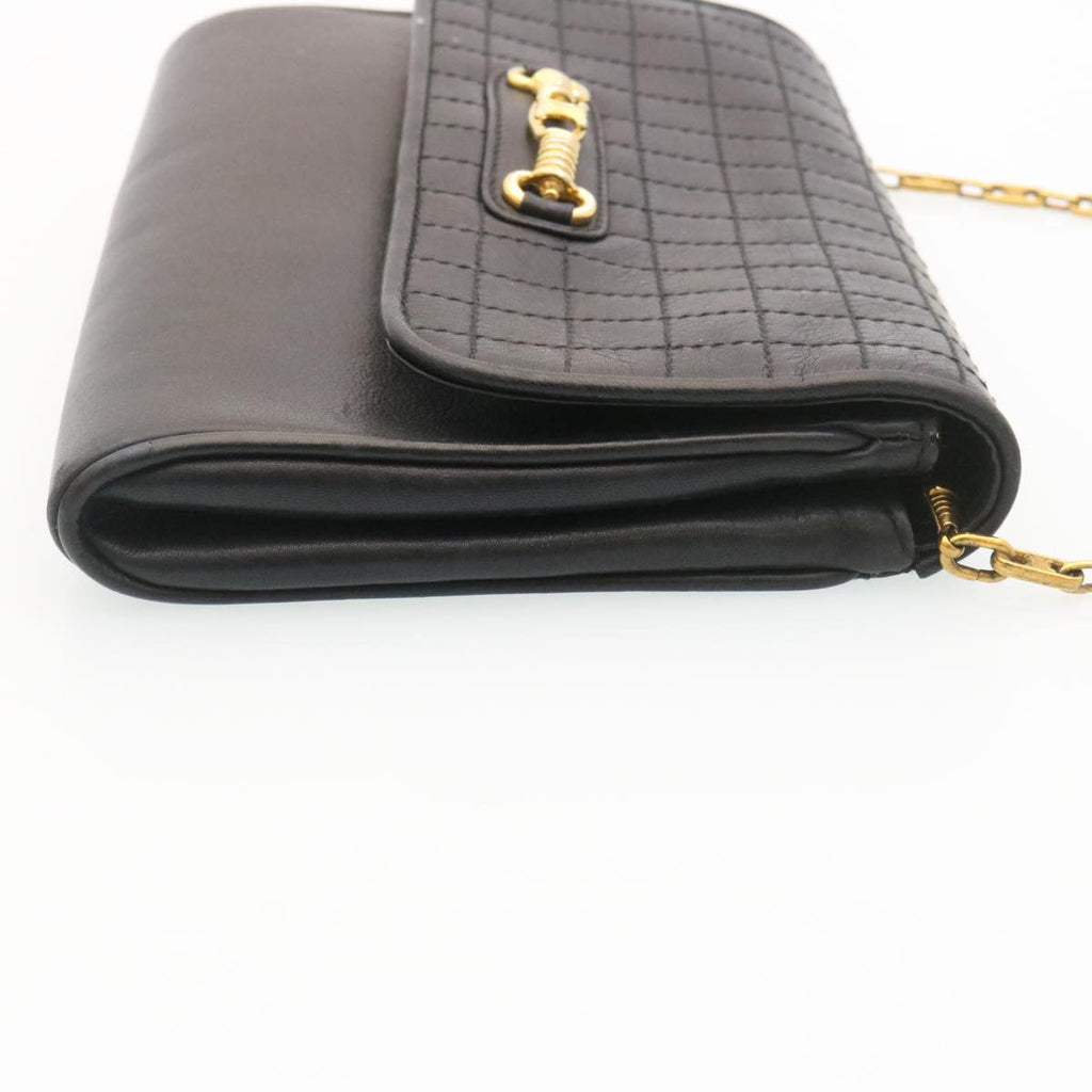 CELINE Chain Shoulder Bag Leather Black  ar6324