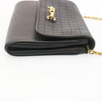 CELINE Chain Shoulder Bag Leather Black  ar6324