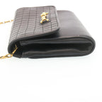 CELINE Chain Shoulder Bag Leather Black  ar6324