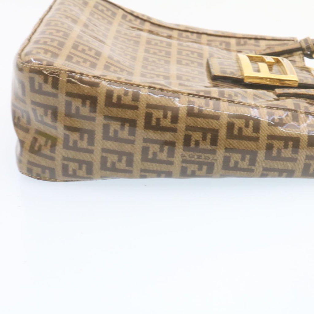FENDI Zucchino Hand Bag Coated Canvas Brown  ar6367