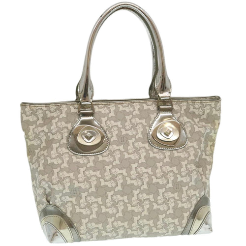 CELINE Horse Carriage Hand Bag PVC Leather Gray  ar6608