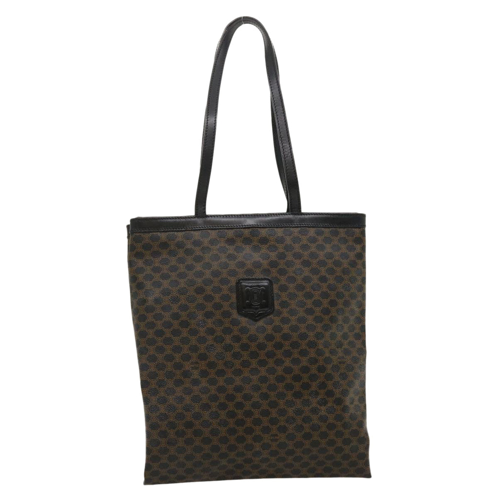 CELINE Macadam Canvas Tote Bag PVC Leather Black Brown  ar6808