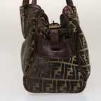 FENDI Zucca Canvas Tote Bag Velor Brown Black Auth ar6954