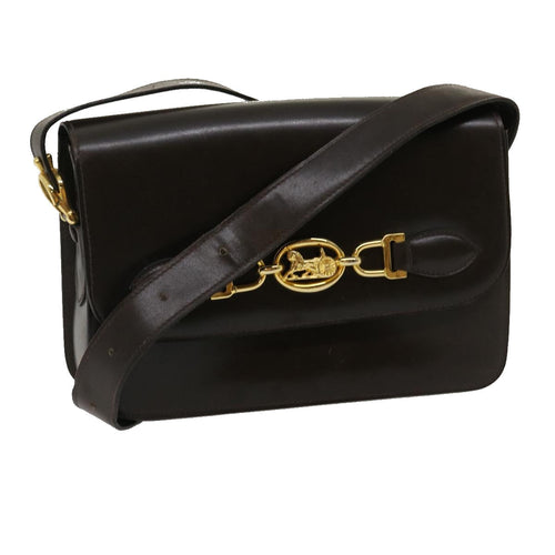 CELINE Horse Carriage Shoulder Bag Leather Brown  ar7057
