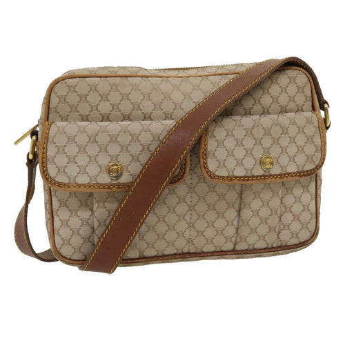 CELINE Macadam Canvas Shoulder Bag Beige Brown  ar7069