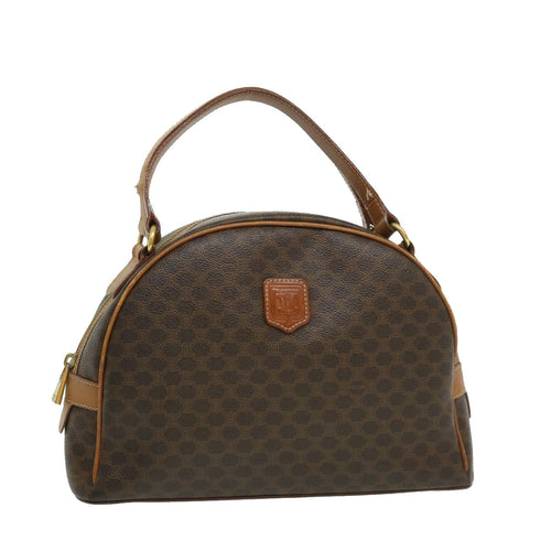 CELINE Macadam Canvas Hand Bag PVC Leather Brown  ar7121