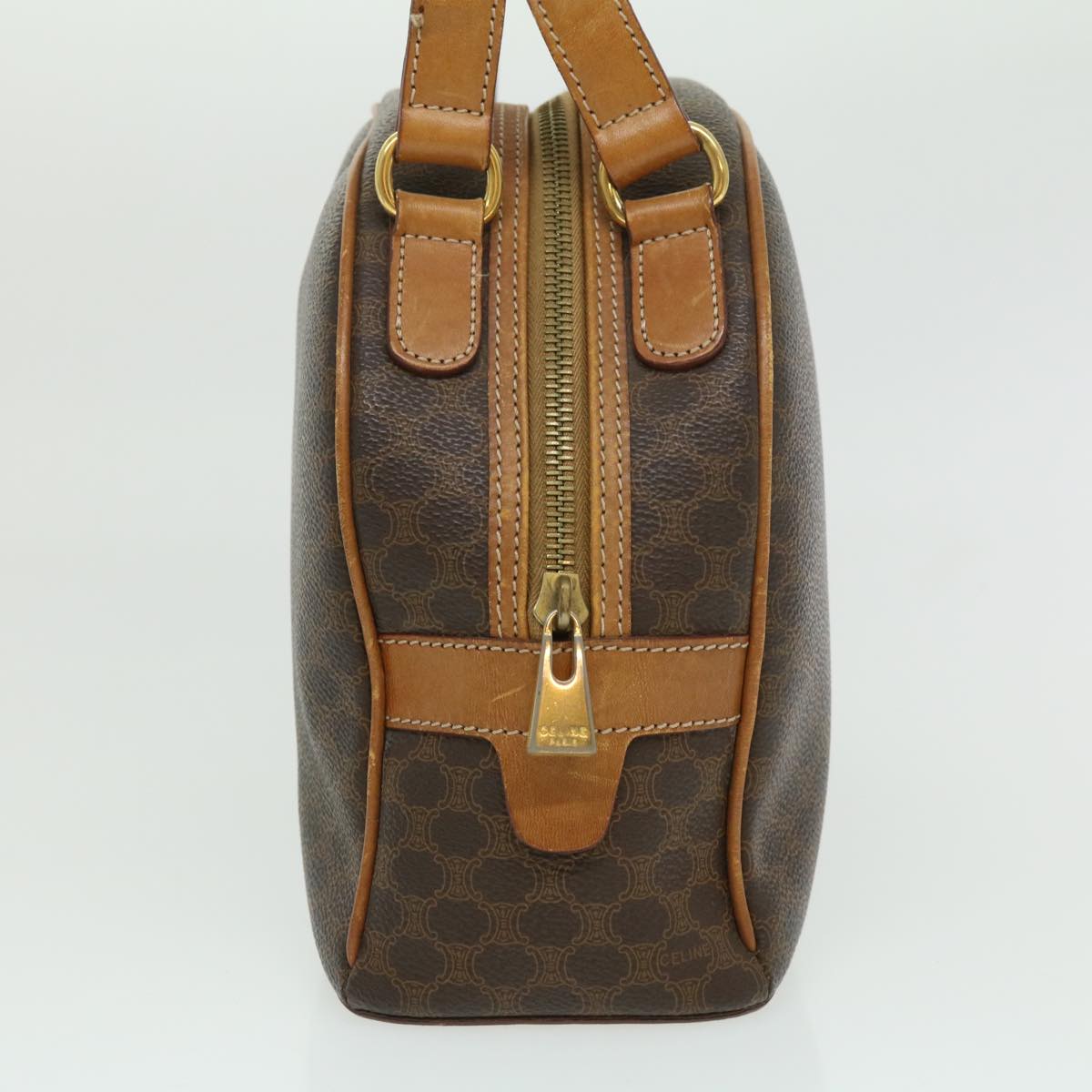 CELINE Macadam Canvas Hand Bag PVC Leather Brown  ar7121