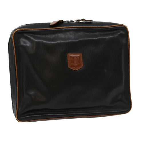 CELINE Clutch Bag Leather Black  ar7220