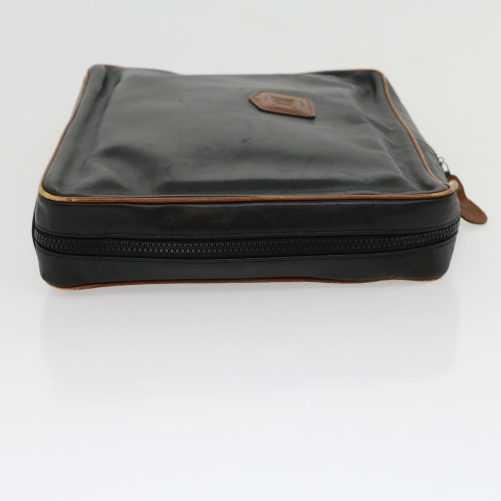 CELINE Clutch Bag Leather Black  ar7220