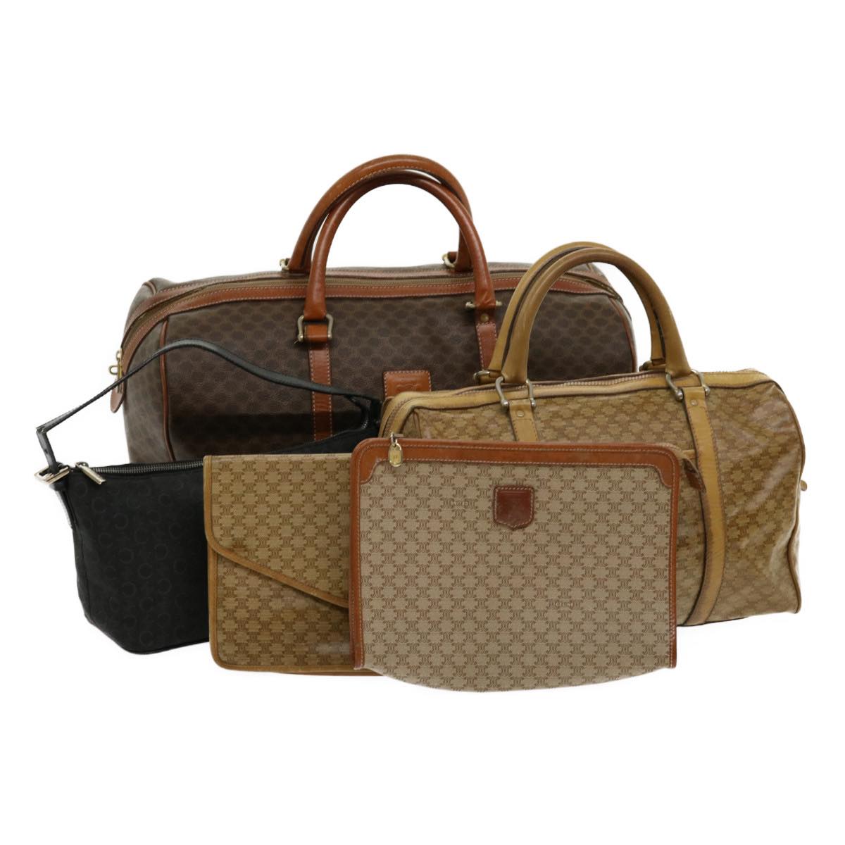 CELINE Macadam Canvas Boston Bag 5Set Brown  ar7260