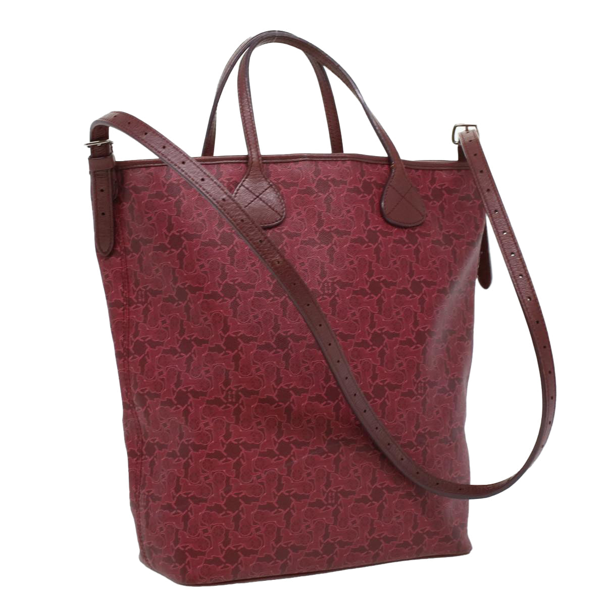 CELINE Sulky Line Hand Bag PVC Leather 2way Red  ar8225