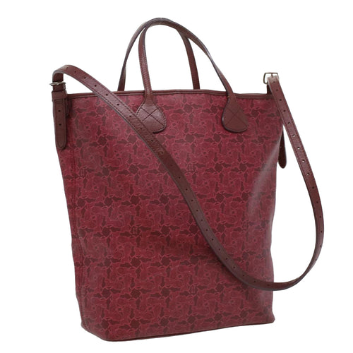 CELINE Sulky Line Hand Bag PVC Leather 2way Red  ar8225