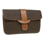 CELINE Macadam Canvas Clutch Bag PVC Leather Brown  ar8455
