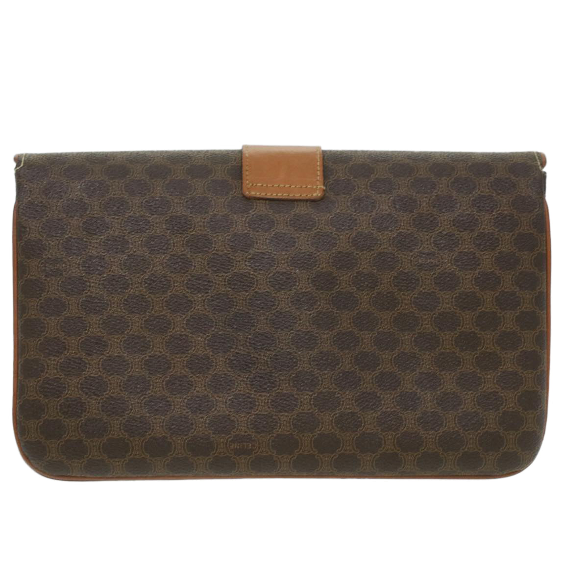 CELINE Macadam Canvas Clutch Bag PVC Leather Brown  ar8455
