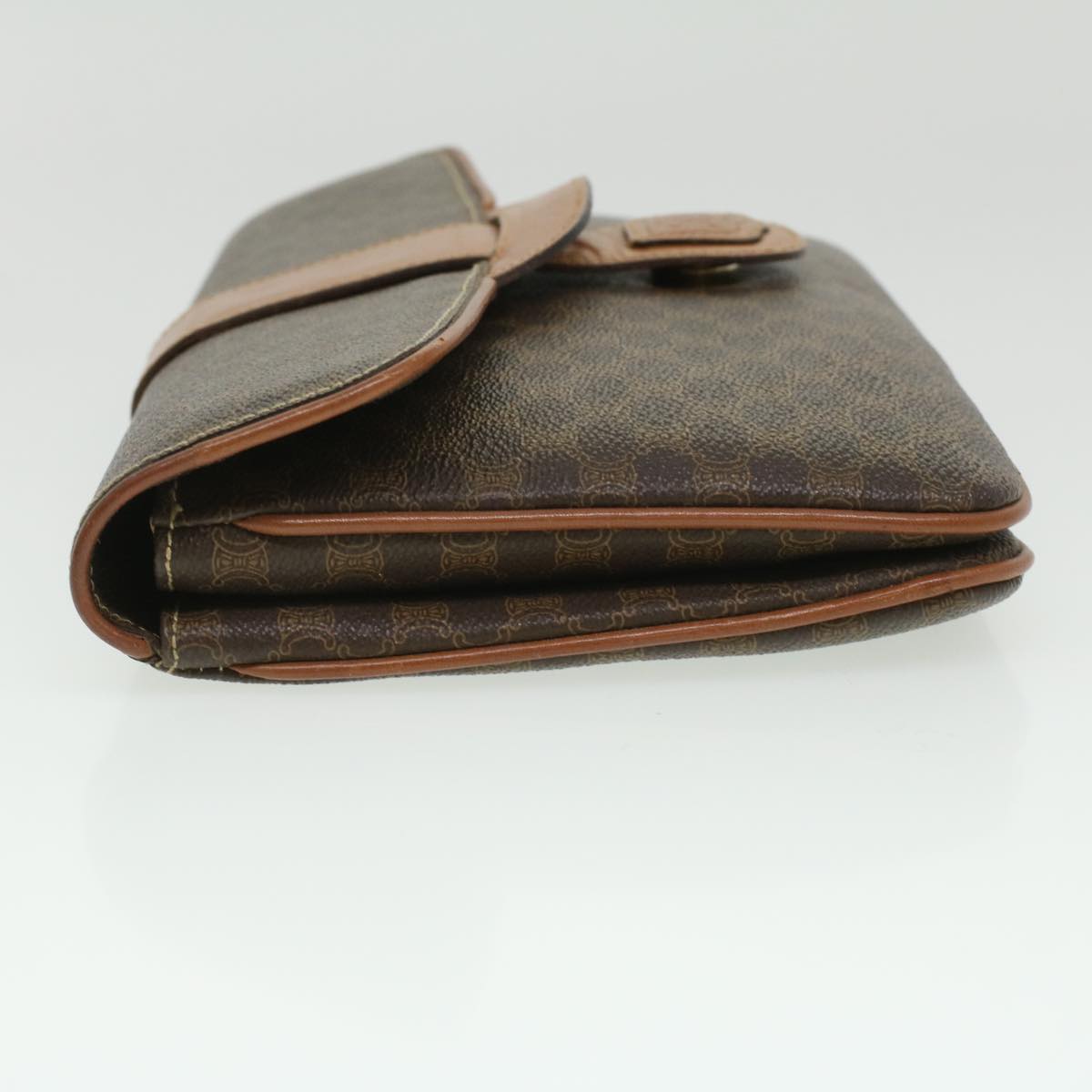 CELINE Macadam Canvas Clutch Bag PVC Leather Brown  ar8455