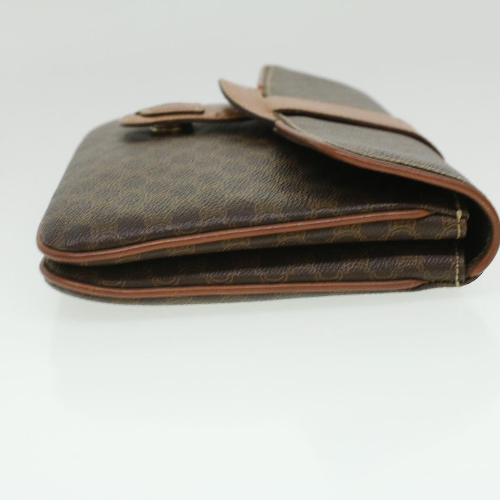 CELINE Macadam Canvas Clutch Bag PVC Leather Brown  ar8455