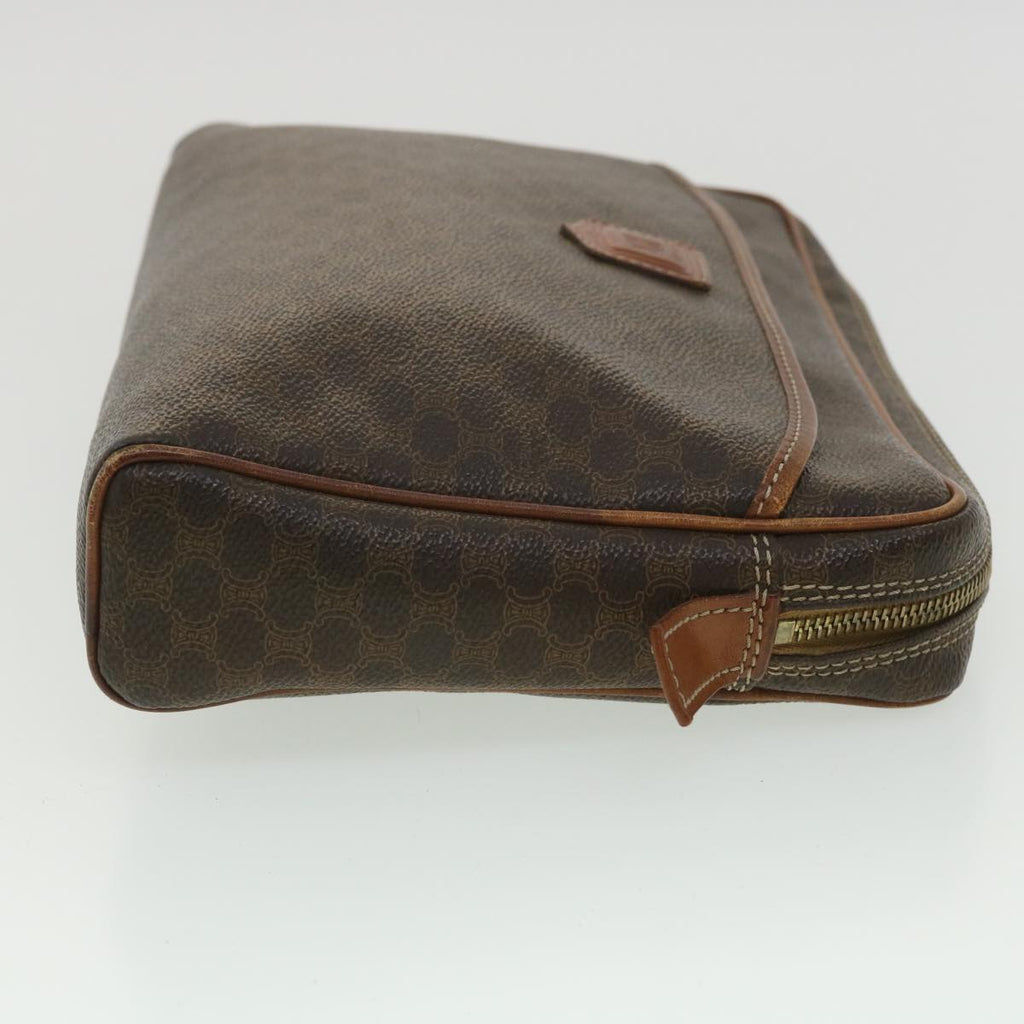 CELINE Macadam Canvas Clutch Bag PVC Leather Brown  ar8568