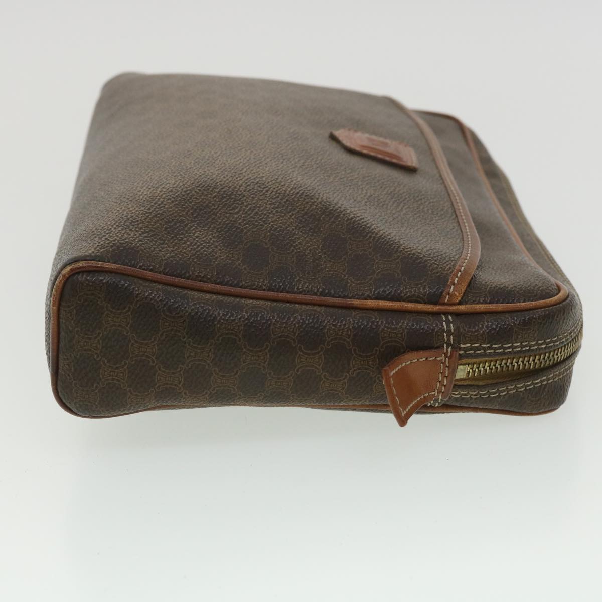 CELINE Macadam Canvas Clutch Bag PVC Leather Brown  ar8568