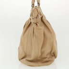 CELINE Shoulder Bag Leather Beige Auth ar8683