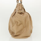 CELINE Shoulder Bag Leather Beige Auth ar8683