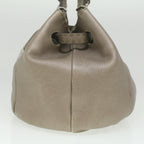 FENDI Celeria Tote Bag Leather Silver Auth ar8876
