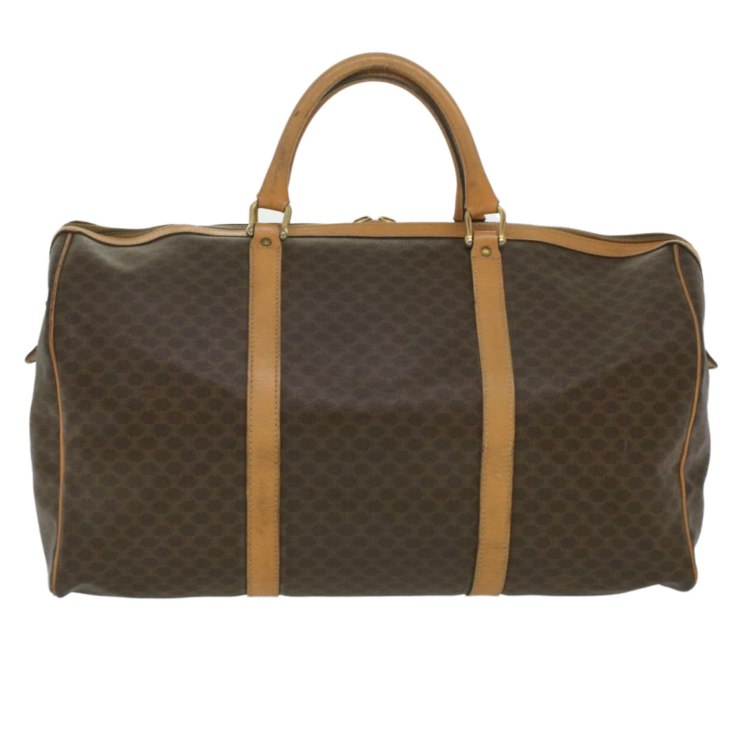 CELINE Macadam Canvas Boston Bag PVC Leather Brown  ar8915