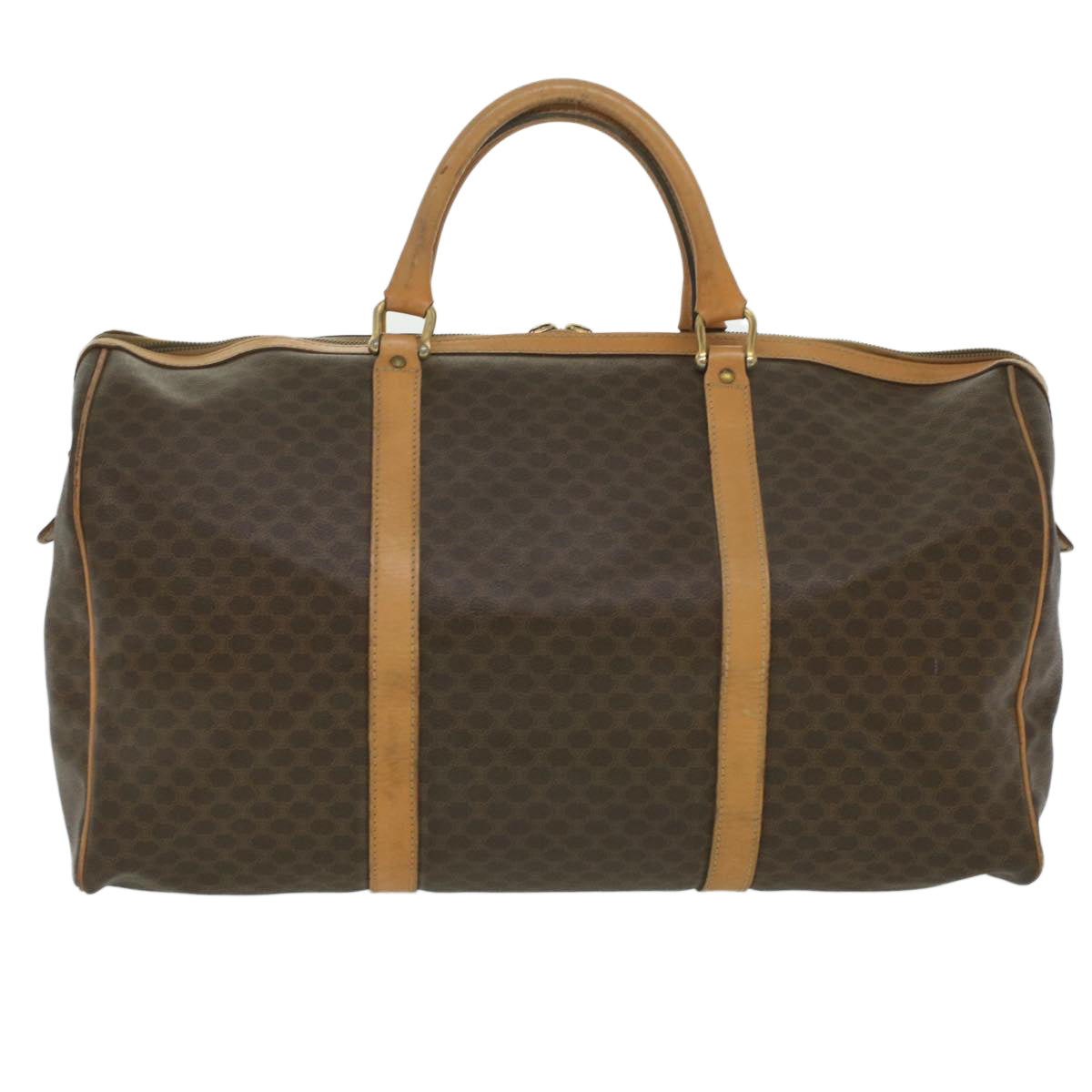 CELINE Macadam Canvas Boston Bag PVC Leather Brown  ar8915