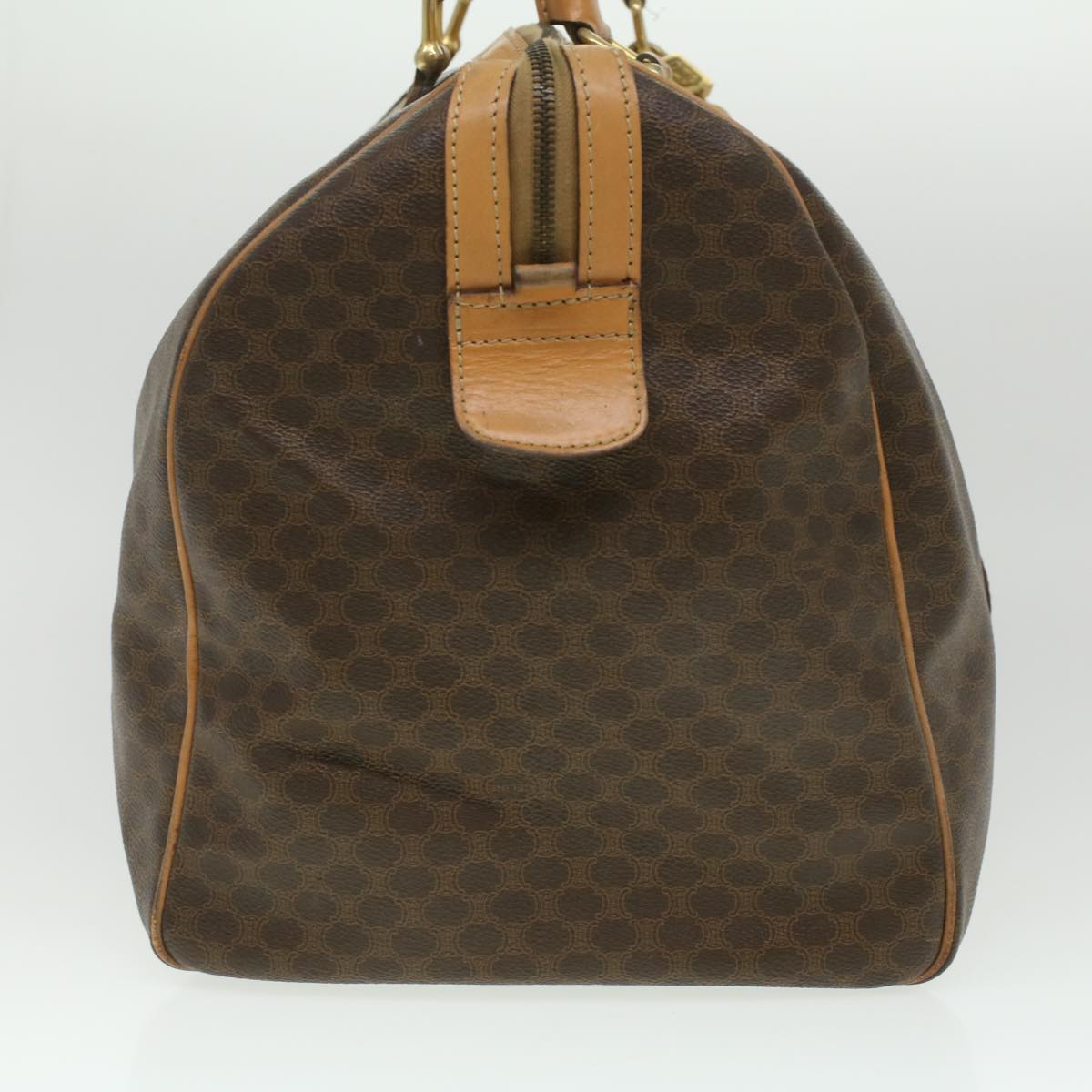 CELINE Macadam Canvas Boston Bag PVC Leather Brown  ar8915