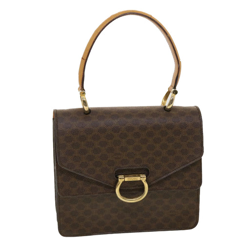 CELINE Macadam Canvas Hand Bag PVC Leather Brown  ar9218