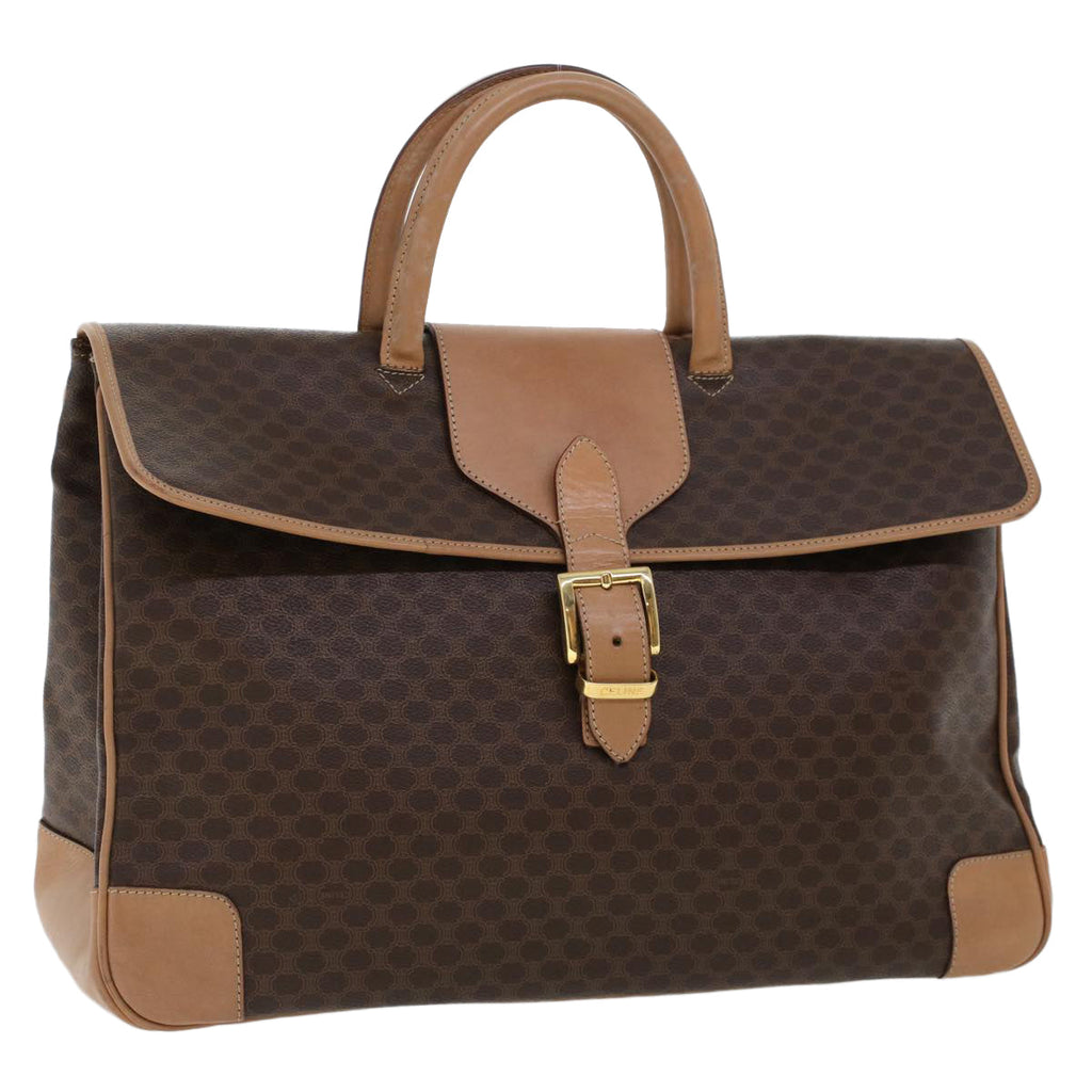 CELINE Macadam Canvas Boston Bag PVC Leather Brown  ar9577
