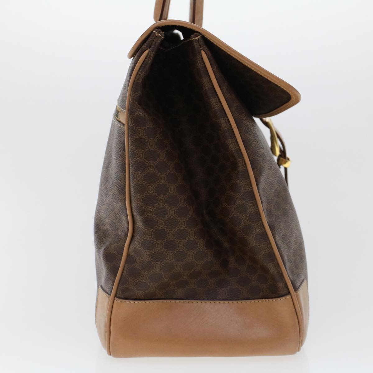 CELINE Macadam Canvas Boston Bag PVC Leather Brown  ar9577