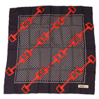 CELINE Macadam Canvas Scarf Silk Navy Red  ar9644