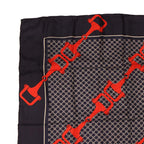 CELINE Macadam Canvas Scarf Silk Navy Red  ar9644