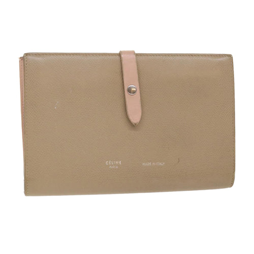 CELINE Large Strap Wallet Leather Beige  ar9727B