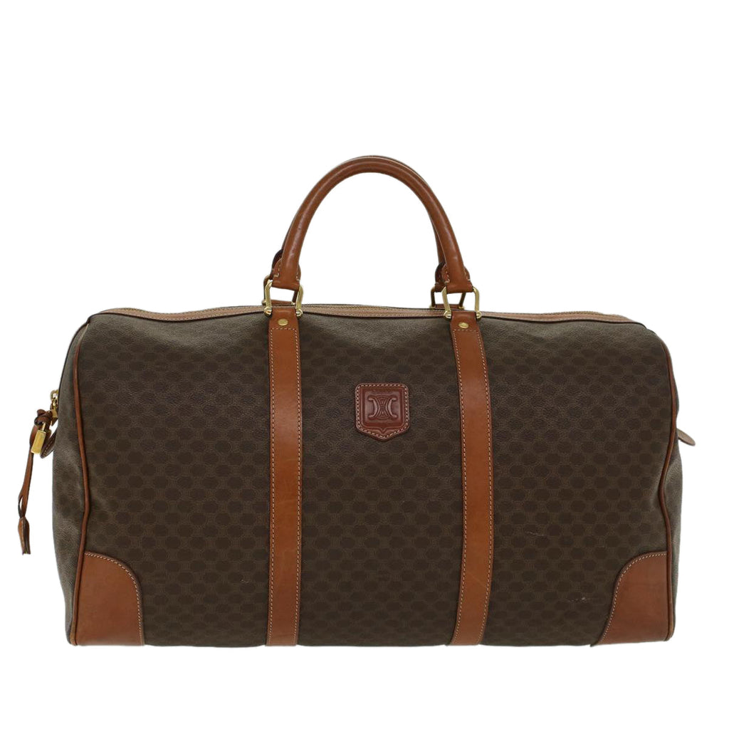 CELINE Macadam Canvas Boston Bag PVC Leather Brown  ar9757