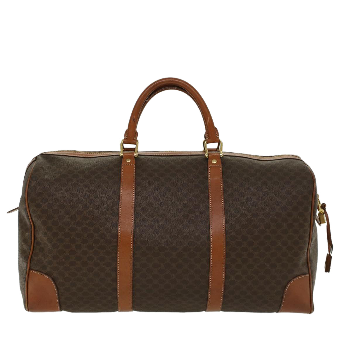 CELINE Macadam Canvas Boston Bag PVC Leather Brown  ar9757