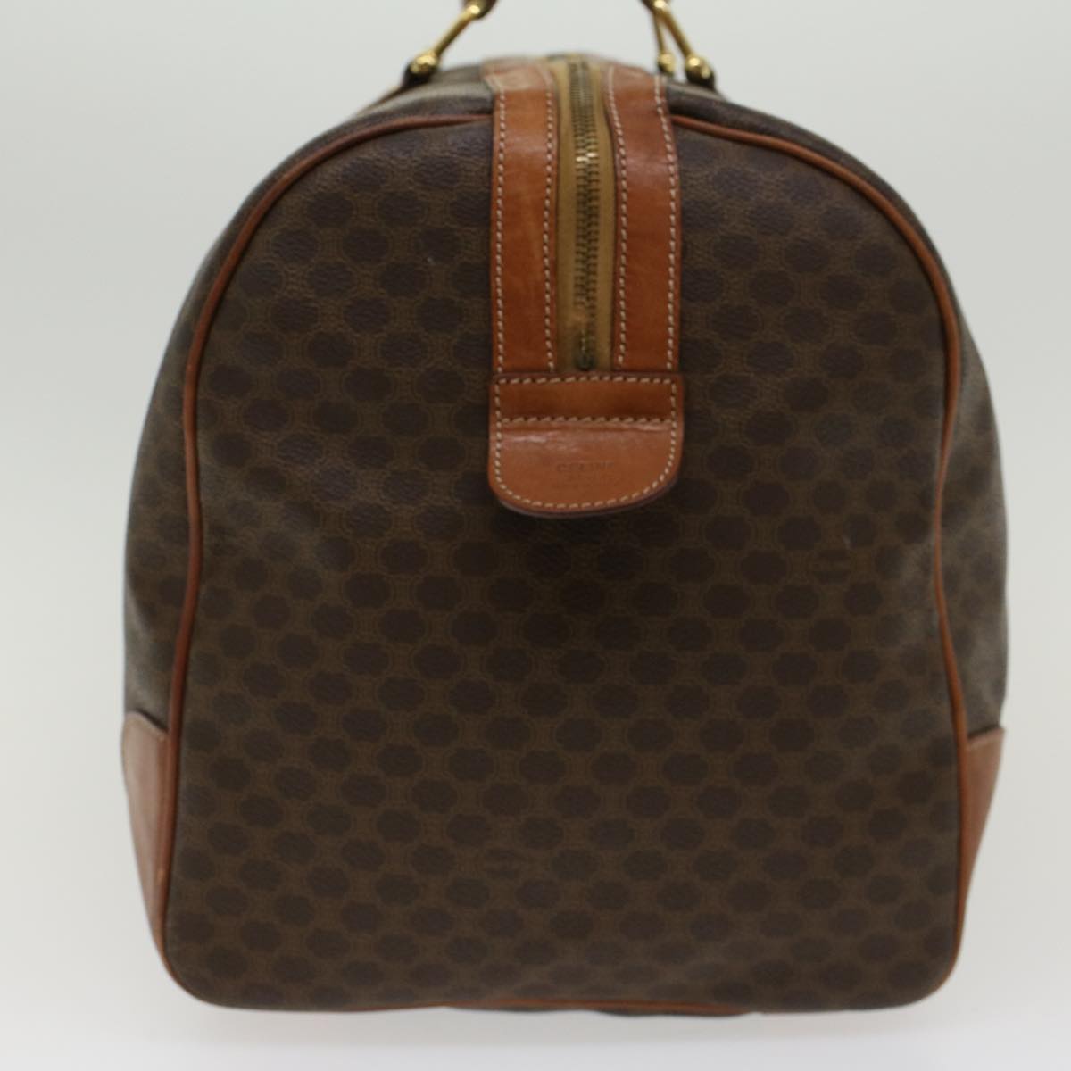 CELINE Macadam Canvas Boston Bag PVC Leather Brown  ar9757