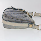 CELINE C Macadam Canvas Shoulder Bag Leather Blue Auth ar9834