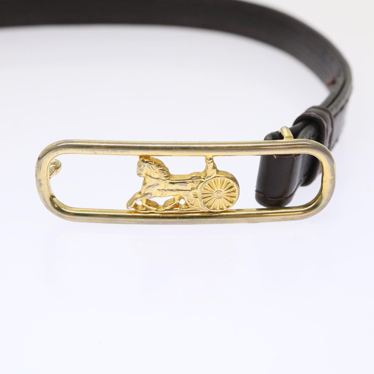 CELINE Belt Leather 28"" Brown  ar9886B