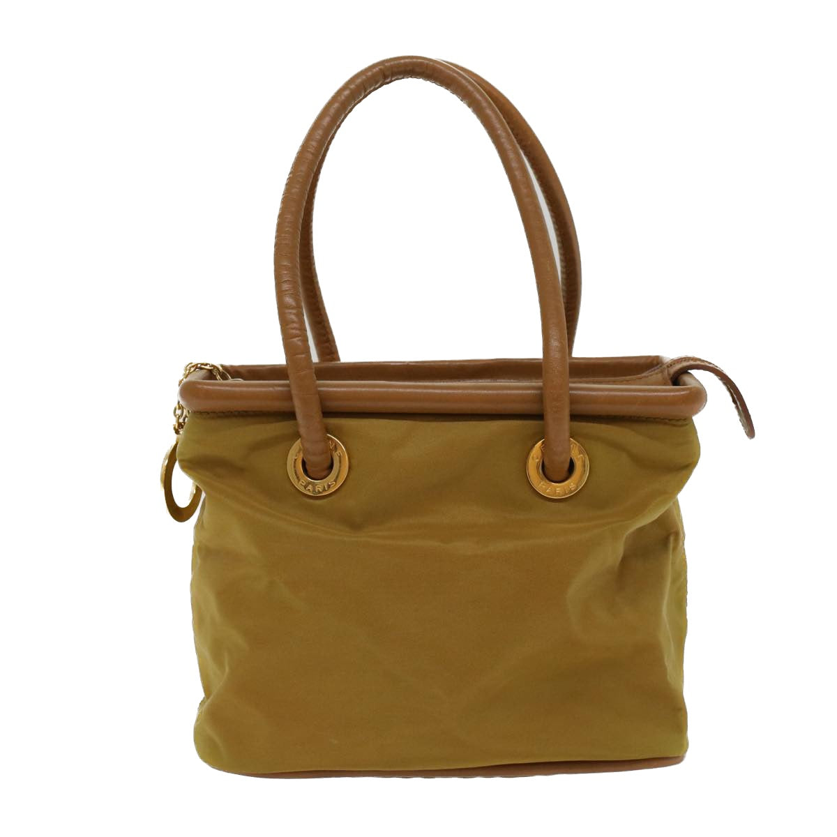 CELINE Hand Bag Nylon Khaki Auth ar9963