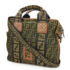 FENDI 7VA158 Zucca Canvas Leather 2WAY Handbag